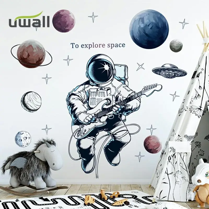 

Creative Astronaut Cartoon Wall Sticker Kids Room Decoration Home Decor Bedroom Wall Decor Boy Room Decor Self-Adhesive Stickers