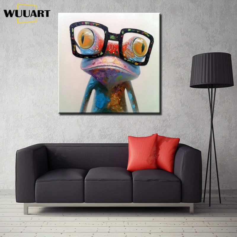 

Hand Painted Cartoon Oil Painting On Canvas Happy Frog Oil Painting Abstract Animal Paintings Wall Art For Kids Room Decoration