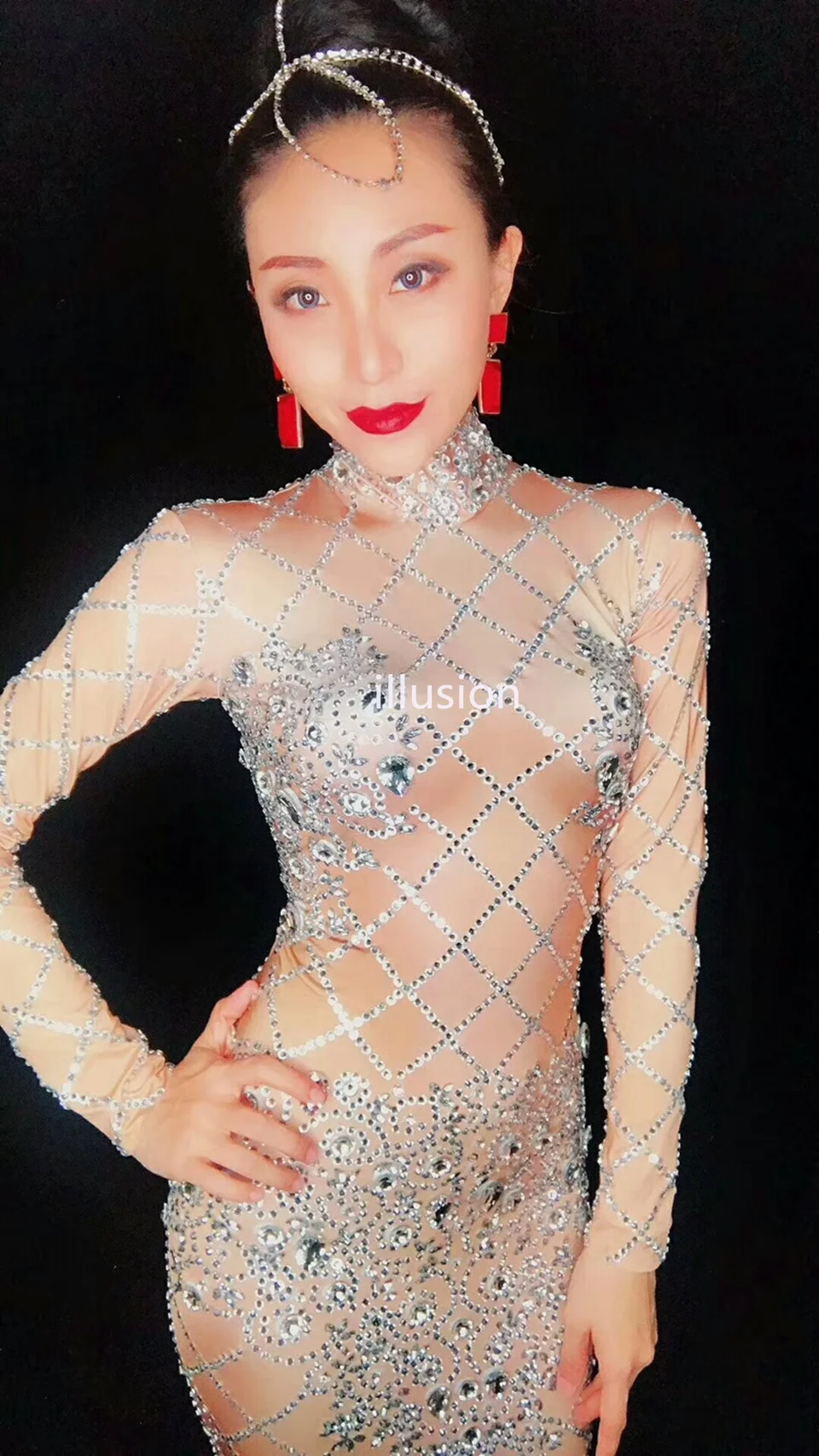 Блестящее платье-свитер с кристаллами длинное платье для женщин костюм дня