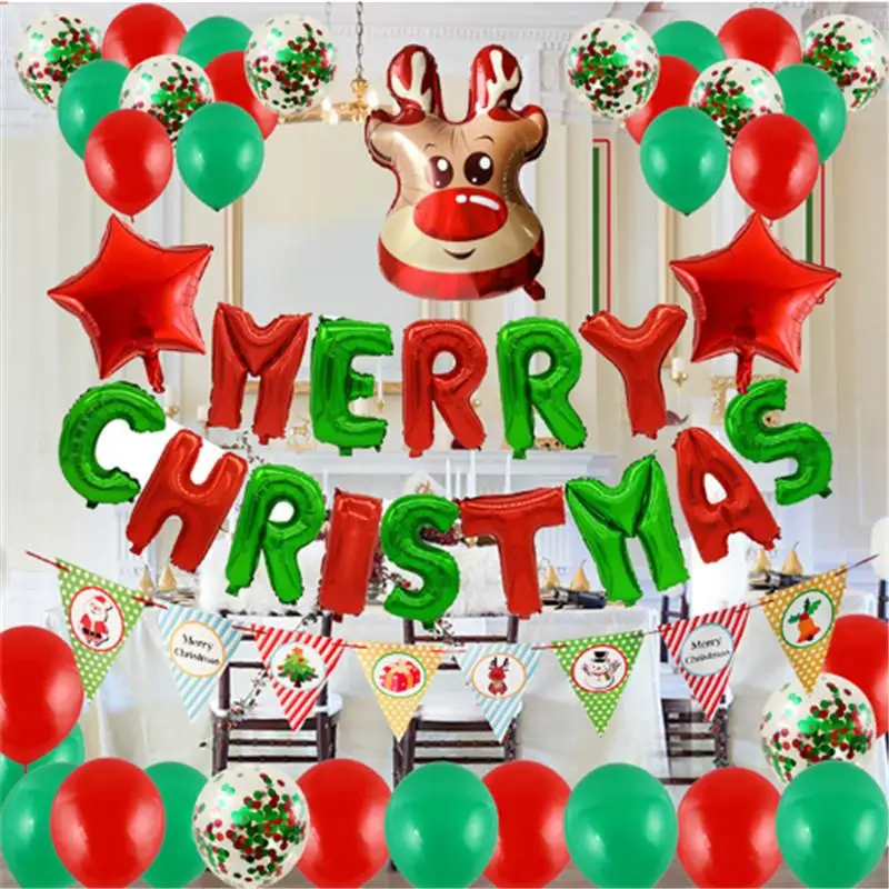 Рождественский шар набор красный зеленый блесток латексный воздушный из фольги