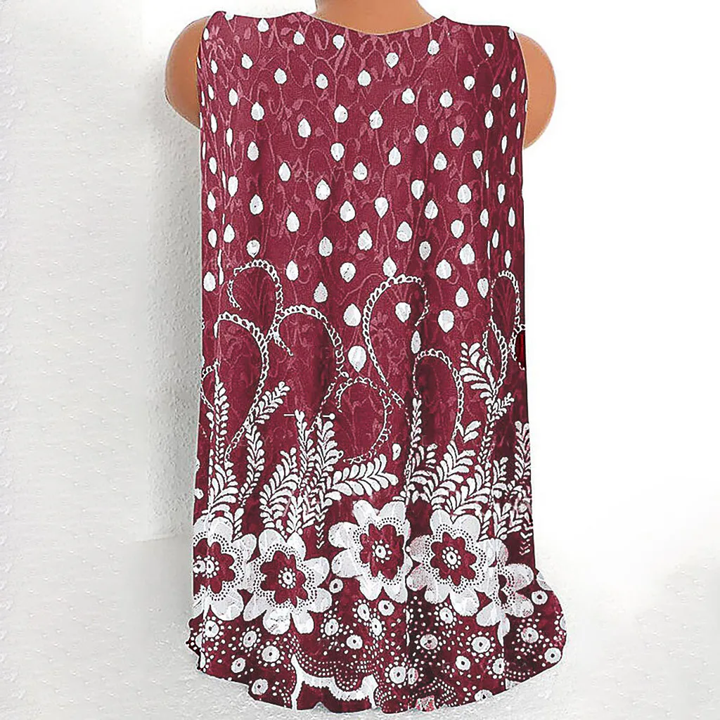 Женская блузка без рукавов с круглым вырезом и цветочным принтом | одежда