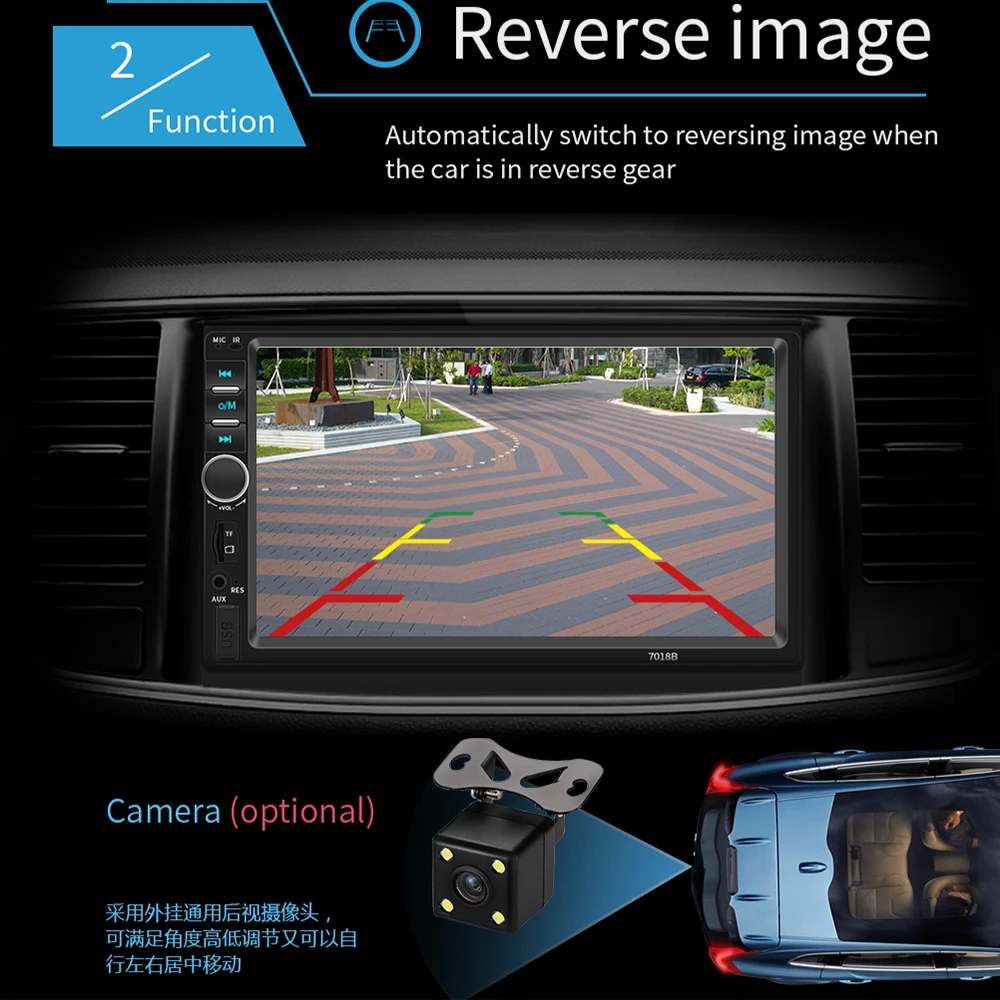2 Din Автомобильный Радио 7 дюймов Сенсорный экран MP5 Multimidio плеер 7018B Стерео FM Поддержка bluetooth Зеркало Ссылка и обратной Камера U диск