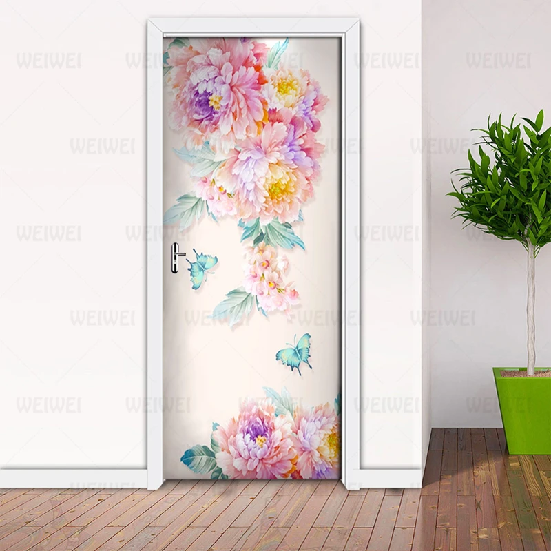 Современные свежие розы бабочки обои наклейки на стену ПВХ самоклеющиеся