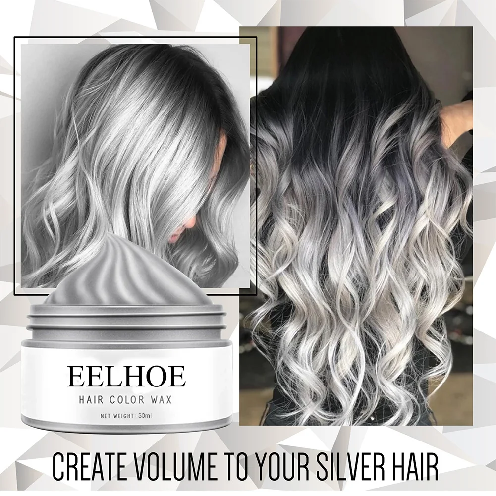 

Hair Color Wax Temporary Hair Dye Wax Washable Gray Color Matte Hair Color for Party Cosplay Halloween Club