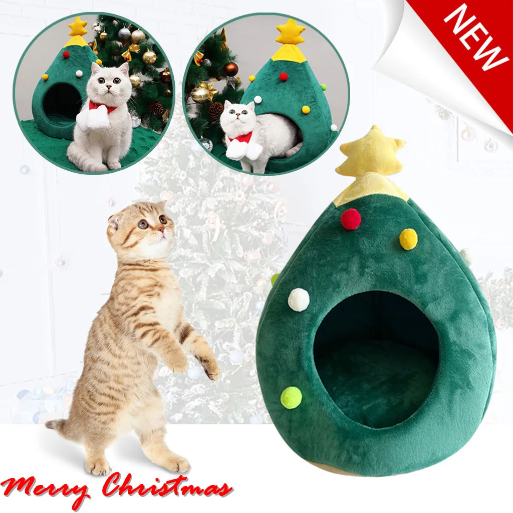 Pet Cat Dog House Kennel Puppy Cave Sleeping Bed Christmas tree shape Winter Warm For Cats cama para cachorro* | Дом и сад