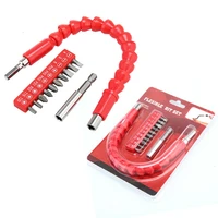 12pcsset red electric drill screwdriver bit multi functional universal link shaft connection soft extension snake bits