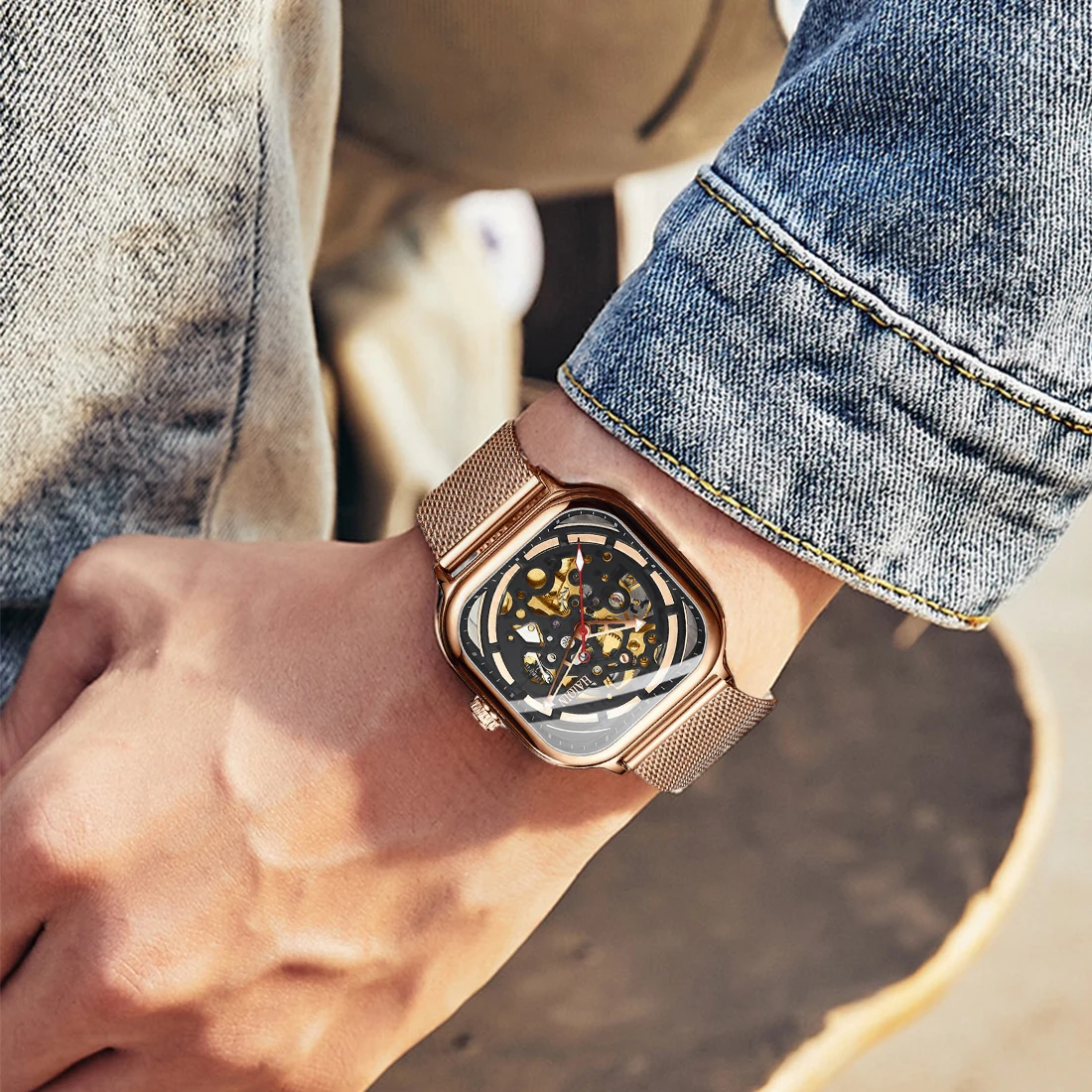 Часы наручные HAIQIN Мужские механические брендовые Роскошные повседневные