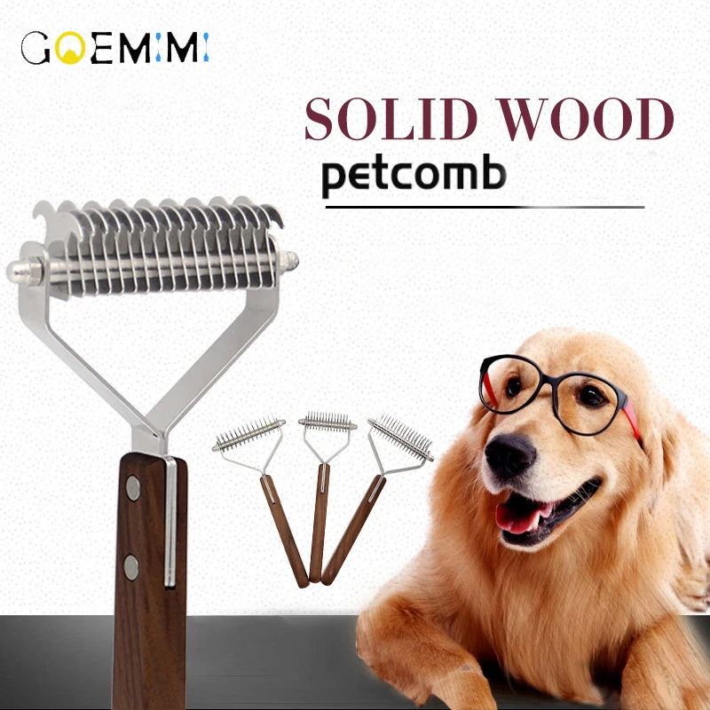 Двухсторонняя Расческа для собак грецкий орех нержавеющая сталь открытый узел