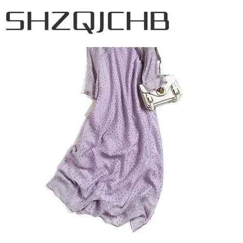 

Женское винтажное платье в горошек SHZQ, длинное вечернее платье из натурального шелка в стиле бохо, одежда для лета, 2021