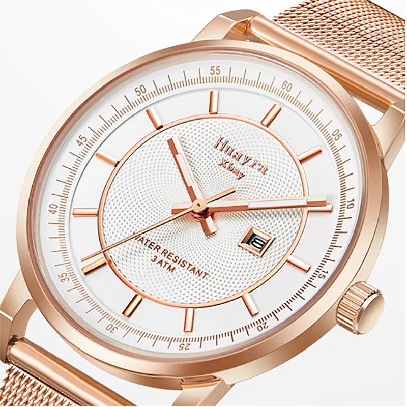 

38 mm Charming Men's and Women's Neutral Shi Ying Watch Sapphire Lens Stainless Steel Mesh Watch Chain Leather