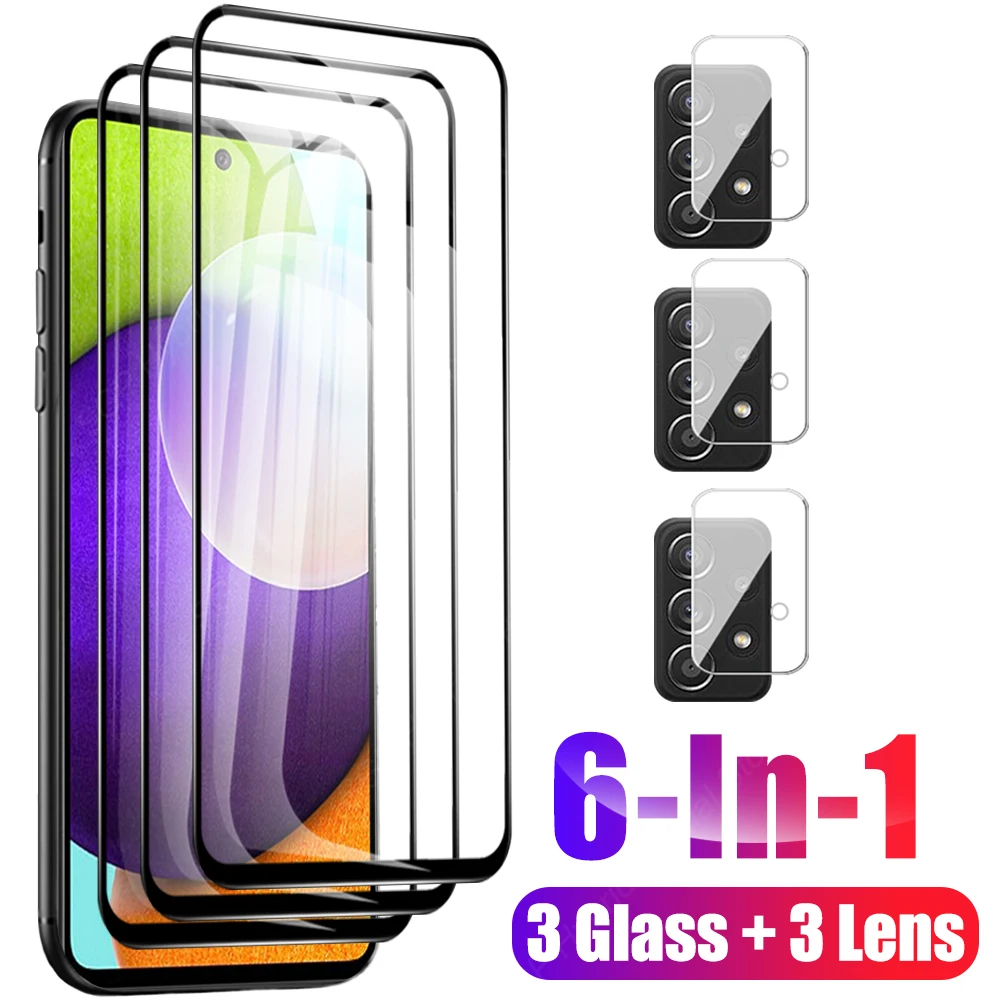 

6-в-1 полное Защитное стекло для экрана для Samsung Galaxy A52 A52s 5G закаленная пленка на A5 A 5 2 52 S F52 M52 объектив камеры
