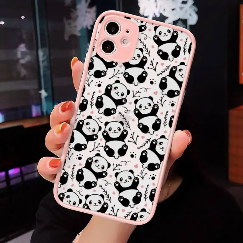 

cartoon china panda Cute Animal Phone Cases matte transparent For iphone 7 8 11 12 plus mini x xs xr pro max cover