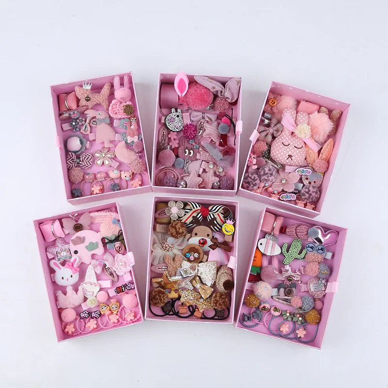Набор из 24 штук, разные стили; красивые детские носки с мультяшными животными для маленьких девочек банты с цветком заколки детские украшения для волос детские заколки для волос для девочек