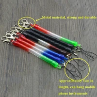 unisex bungee cord key chain multi color portable metal mobile phone cord for women men high elastic spring rope key chain