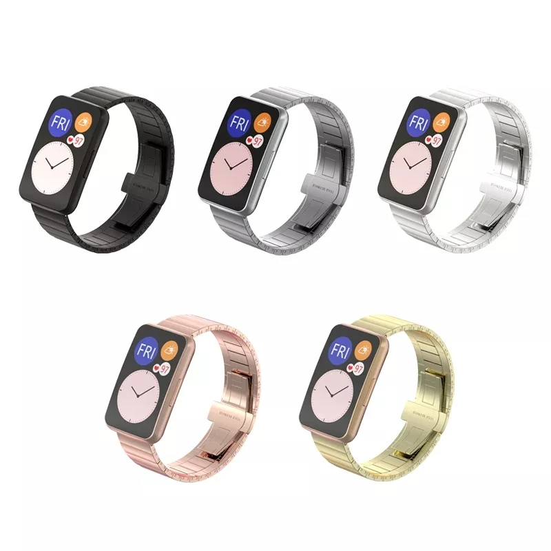 

For Huawei Watch Fit Smart Watch Stainless Steel Strap Butterfly Buckle Replacement Strap Sports Wristband Watch Fit Accessories