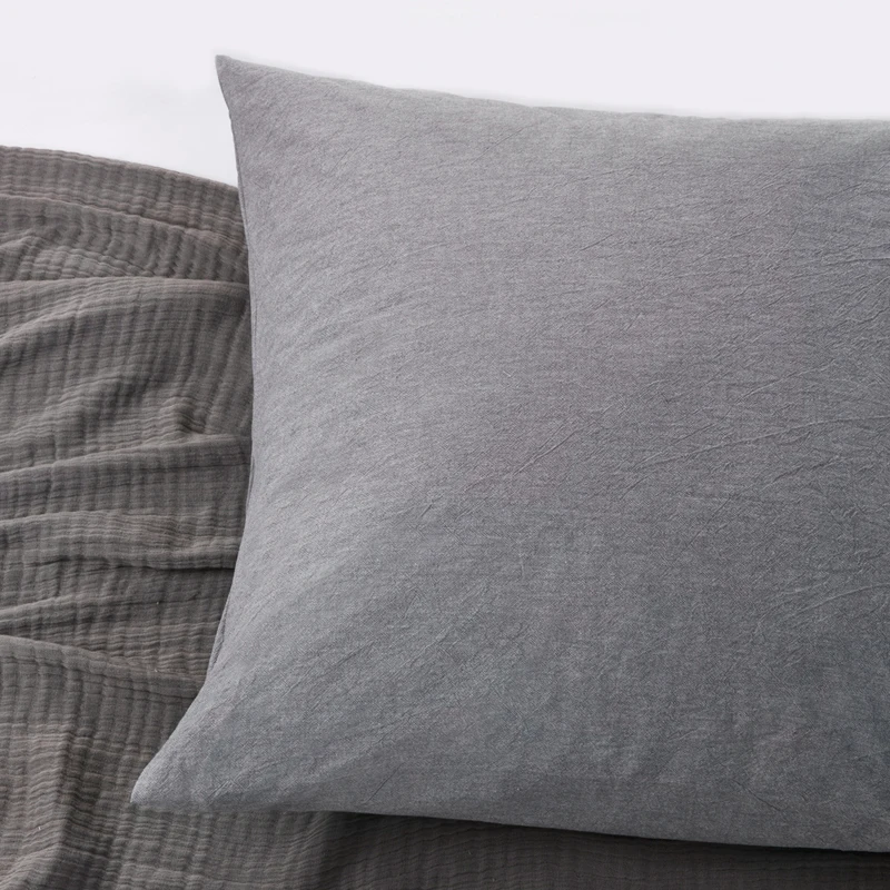 PHF Cotton Back Cushion Pillow Cover 45*45 cm Yarn Dye Pad For Solid Two-Pack Solid Russet Red Dark Grey Blue Color
