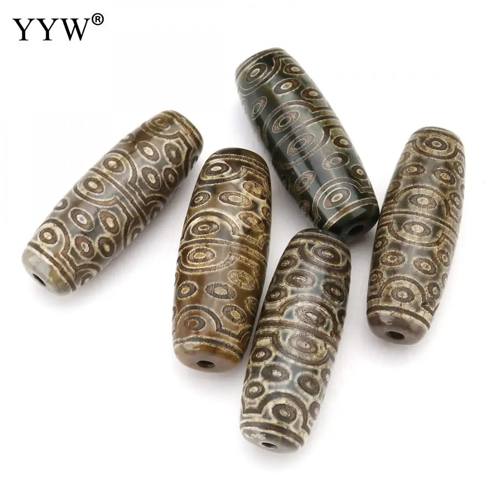

5pcs Natural Tibetan Agate Dzi Beads Vintage 36 Eyes Green Beads 12-15x38-40mm For Jewelry Making DIY Necklace Bracelet Jewelry