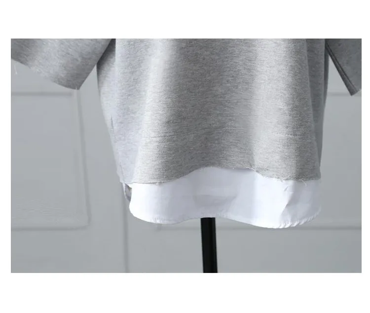 

Zoulv 2021 Spring Autumn Loose Splits Sleeve Cotton Suits Casual O-Neck Fake Two Pieces Top 3/4-Length Pants Two-piece Sets