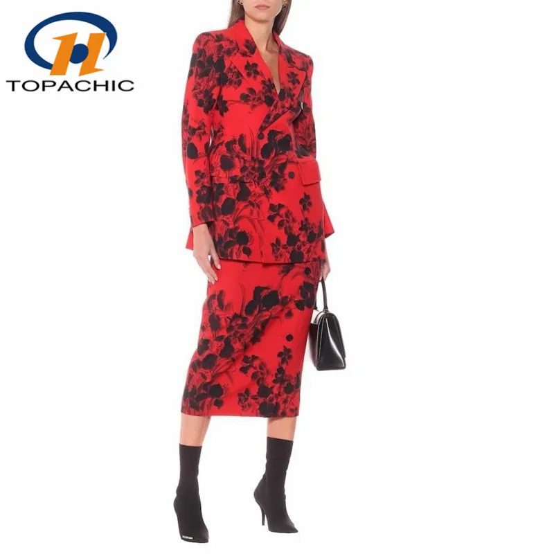 Женский двубортный блейзер с принтом облегающий пиджак в стиле ретро отложным