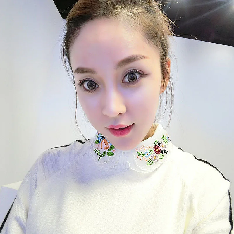 Linbaiway женская рубашка с вышивкой искусственный воротник съемная блузка из