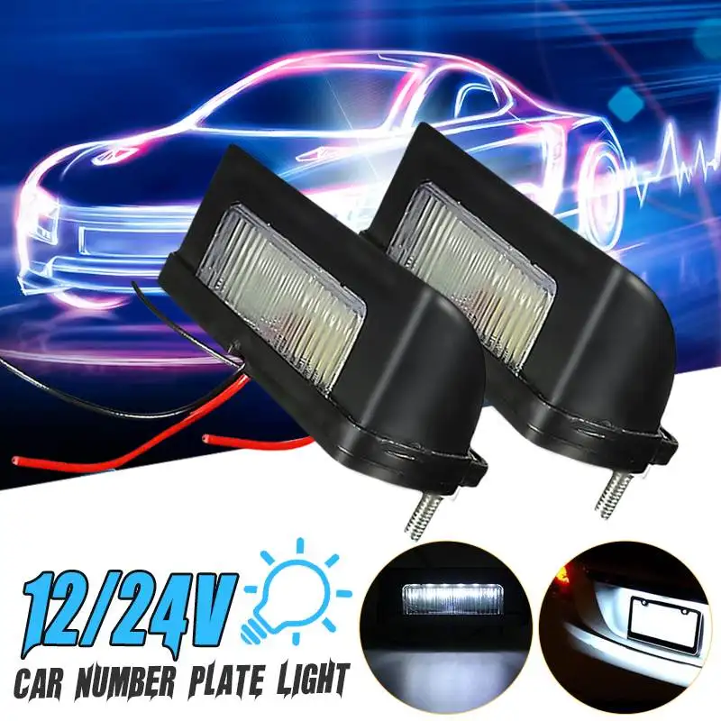 

2PCS 12V 24V 6 LED Car Truck Number License Plate Light Lamp for Camper Trailer Lorry Bus