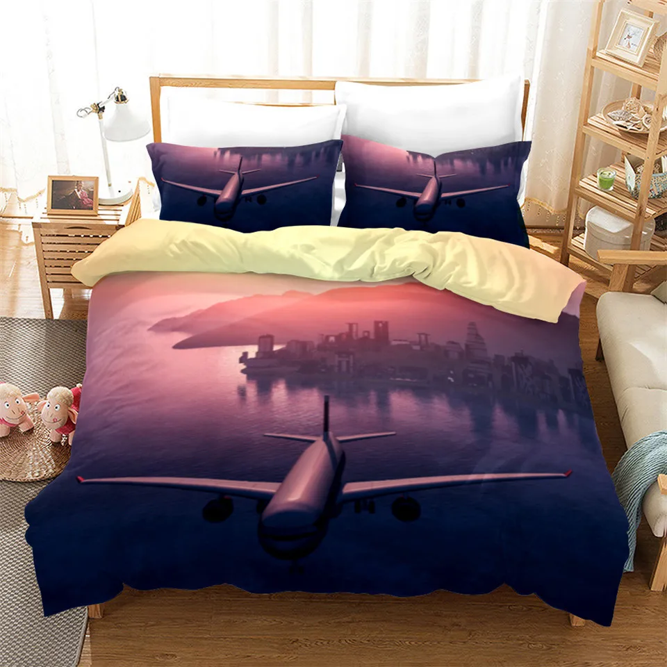 

Wishstar 3D Bed Linen Airplane Digital Print Queen Size Bedding For Boys Aircraft Duvet Cover Set Bedding Home Textile Planes