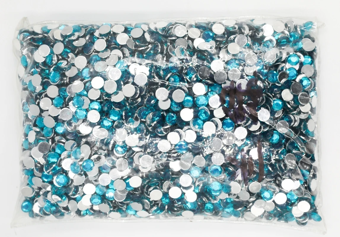 Blue Zircon Color 3~6mm Flatback стразы Resin Non hotfix Rhinestones in Bulk Package Plastic Nail Art Decoration for Garment