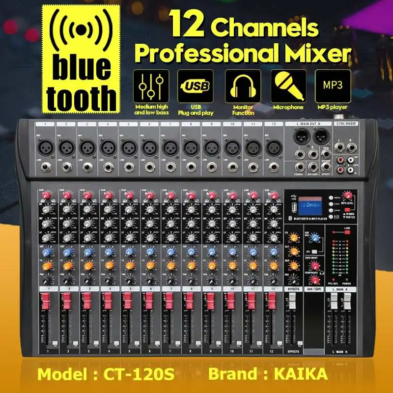 100-240 В 12-канальный звуковой микшер ЖК-дисплей микшерная DJ-консоль USB XLR линейные