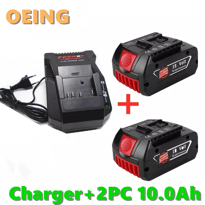 

2021 original 18V10000mAh Rechargeable For Bosch 18V 18.0Ah Battery Backup Portable Replacement BAT609 Indicator light+ Charger