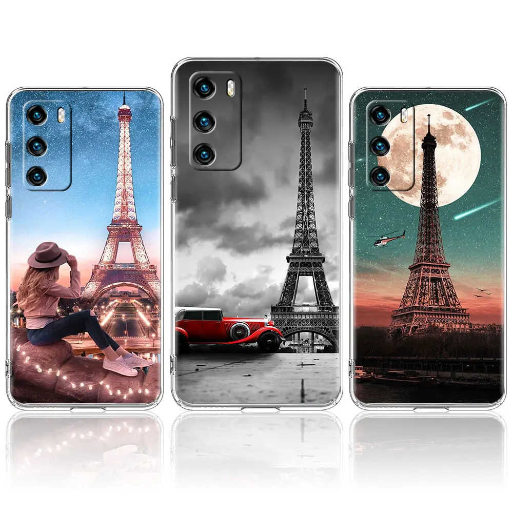Мягкий чехол с изображением известной Эйфелевой башни для Huawei P Smart Z P40 P30 Lite P20 Pro