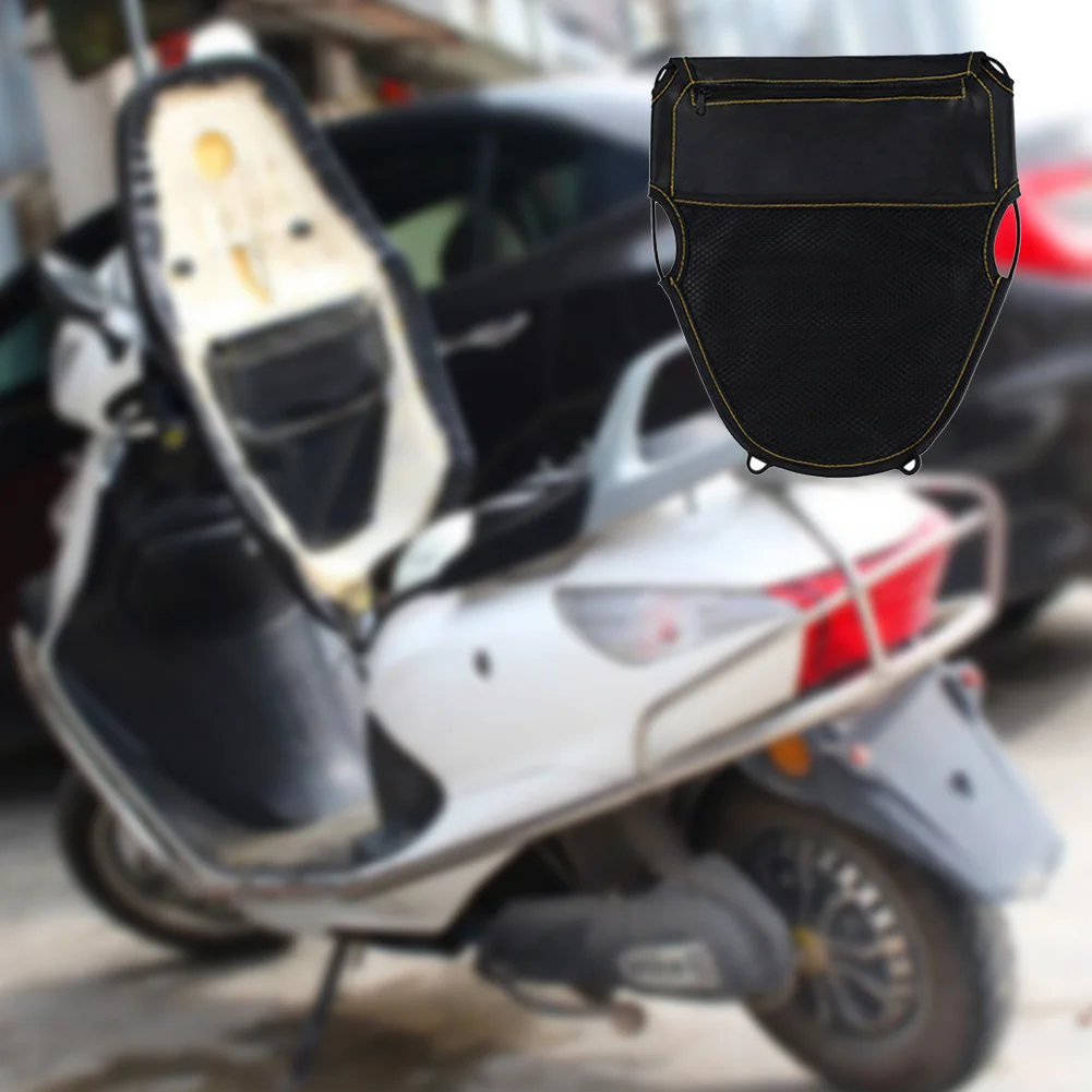 New Organizer Storage Bag PU Leather Portable Scooter Container Durable Under Seat Universal Cycling Motorcycle Windshield Front |