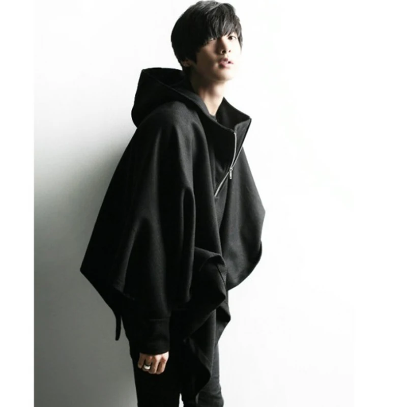 Мужская одежда плащ накидка толстовка с капюшоном Свободный летучая мышь