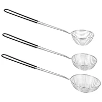 3 piece set of round hot pot strainer stainless steel asian shabu shabu shabu spider skimming spoon set mesh spoon