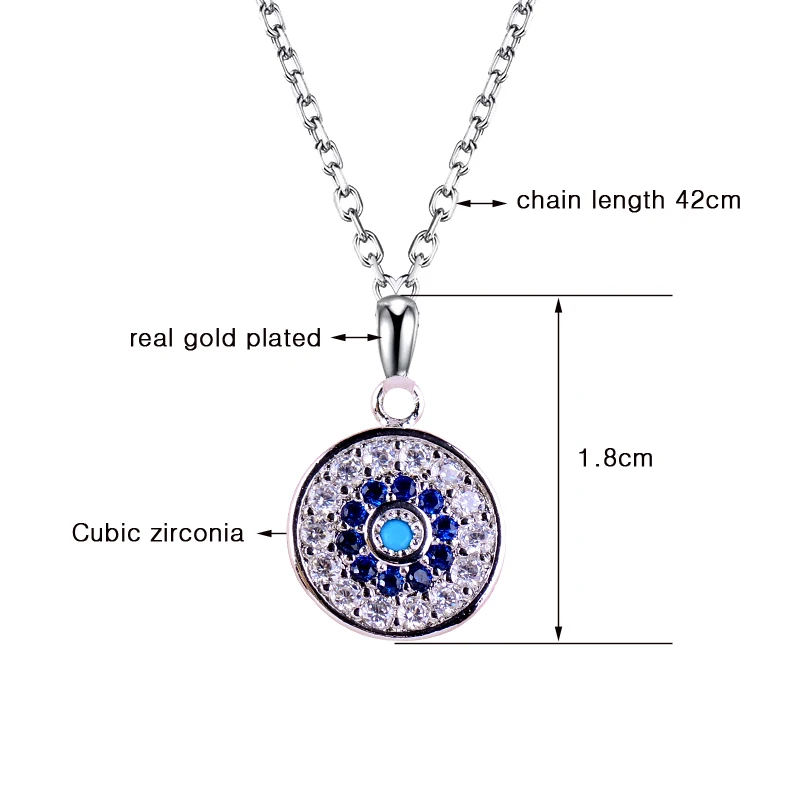 

LEEKER Charm Blue Cubic Zirconia Small Round Pendant Choker Chain Necklace For Women Lady Statment Jewelry 605 LK8