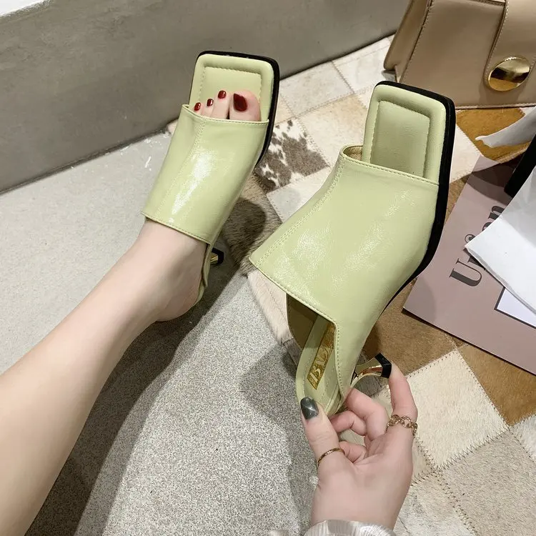

Shoes Beige Heeled Sandals Med Womens Slippers Outdoor Pantofle Rubber Flip Flops Square Toe Slides Black Thin 2021 Hawaiian Rom