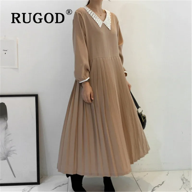 Женское платье-макси RUGOD повседневное плиссированное платье в стиле ретро с