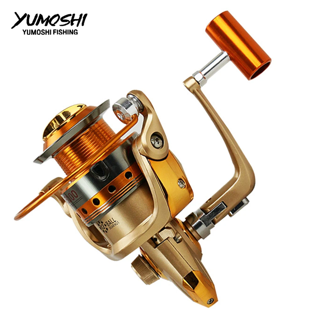 Yumoshi спиннинговая Рыболовная катушка металлическая HF 500-9000Series Рыболовные катушки