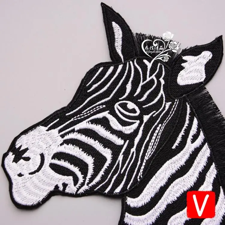 

embroidery big Zebra patches for jackets,animal patches badges,animals cartoon appliques DIY accessory DX-627