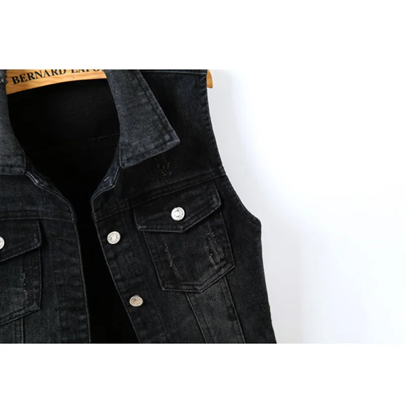 Женская Короткая Джинсовая безрукавка повседневная облегающая однобортная