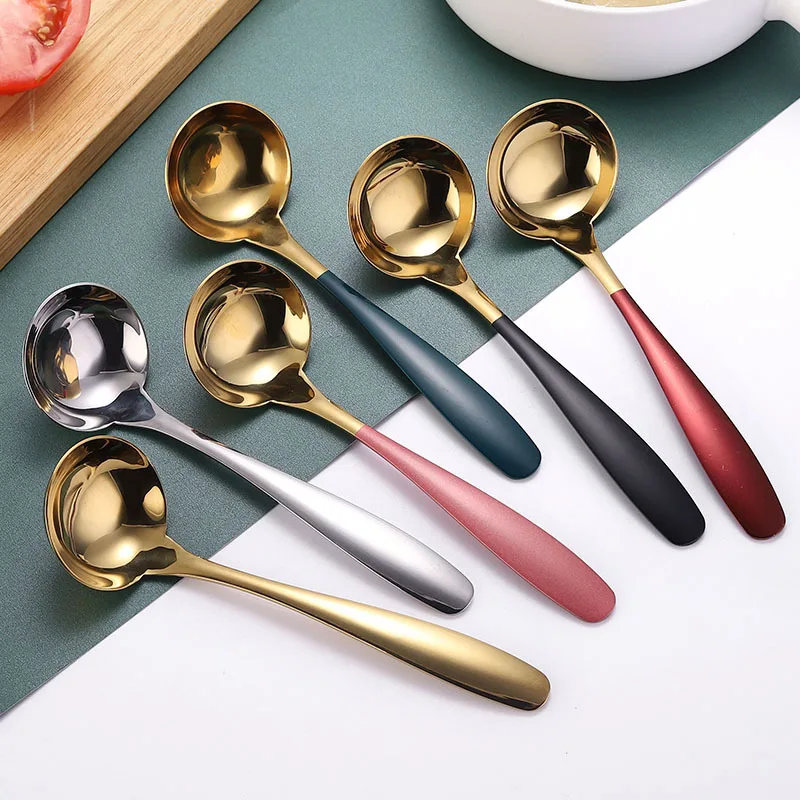 

304 Stainless Steel Spoon Vintage Teaspoons Drink Tableware Round Head Spoon Drinkware Kitchen Tools