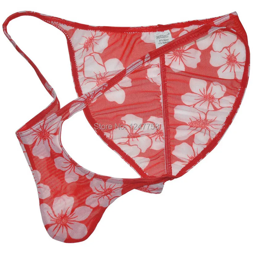 Men Sheer Underwear Transparent Men's Briefs Colorful Printed Birefs Low Waist Brazilian bikinis |