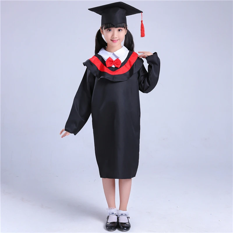Red Set Детская куртка на выпускной для мальчиков и девочек, костюм с шапкой, костюм для выступлений, школьная форма, нарядное платье доктора, Детский костюм - Цвет: Red Set