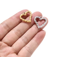 3pcs stainless steel gold plated 2122mm charm hollow heart embossing pendant for diy love jewelry necklace making findings