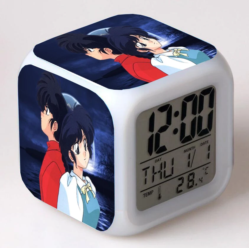 

Anime Ranma 1/2 LED 7 Color Flash Digital Alarm Clocks Night Light Bedroom Desk Clock despertador Alarm-Clock