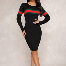 Women Striped Dress Luxury Color female clothes soft korea Render Slim Tight Sport Fashion New Whole