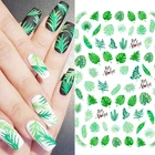 Летние 3D наклейки для ногтей с цветами и зелеными листьями тропический пляжный стикер для ногтей DIY аксессуары для дизайна ногтей