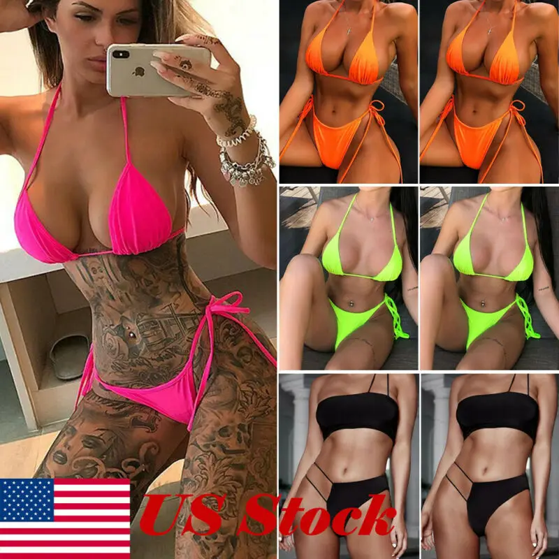 Американский сексуальный женский бразильский комплект бикини треугольный