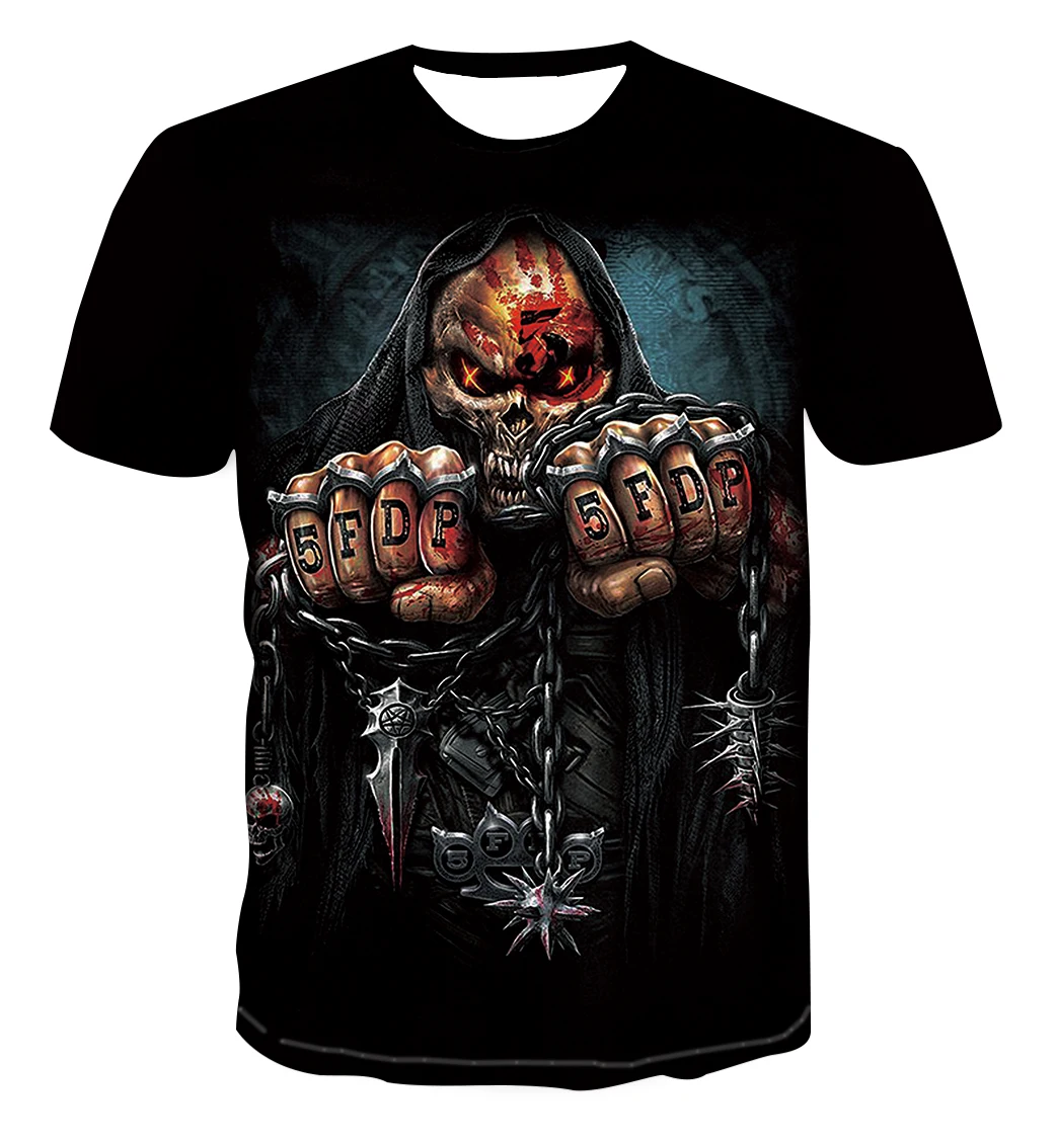 

2021 New 3D men's T-shirt funny skull T-shirt men's summer 3D printing funny T-shirt street style men's 3D printing male