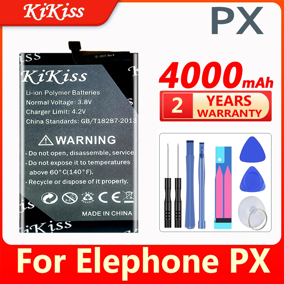 

KiKiss 4000mAh Replacement Battery for Elephone PX Phone Batteries for ELEPHONE- P X 4GB 64GB Smartphone MKT MT6763 6.53"