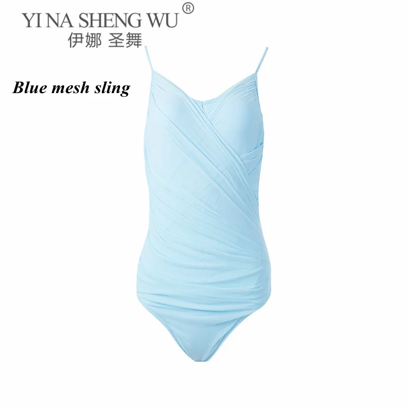 Женское трико для танцев балетное Плиссированное боди с V-образным вырезом